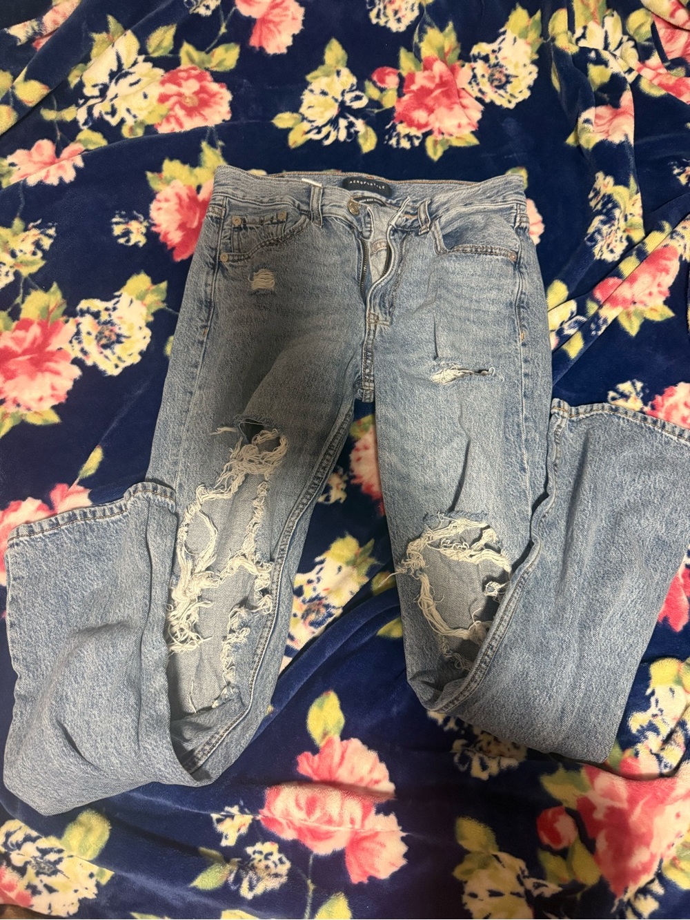 Aeropostale Light Blue Ripped Skinny Jeans
